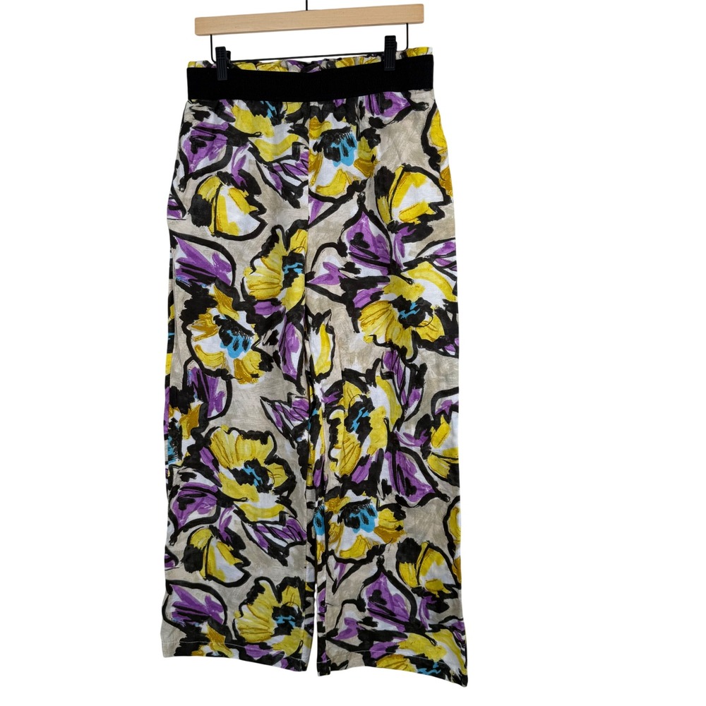 Maeve Anthropologie Floral Wide Leg Pants Medium Pull On Artsy BOHO Floral Print